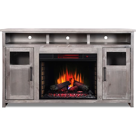 Contemporary 65" TV Stand with Built-In Fireplace