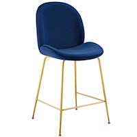 Gold Stainless Steel Leg Performance Velvet Counter Stool