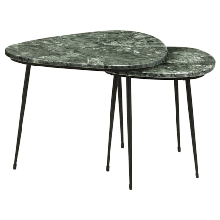 2-piece Triangular Marble Top Nesting Table