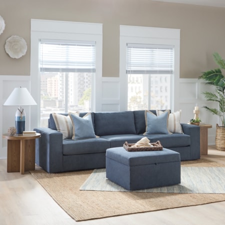 Wide-Arm Sofa with Storage Ottoman