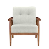 Mid-Century Modern Tufted Wood Frame Chair - Dove