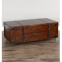 Lift Top Trunk Style Coffee Table with Casters