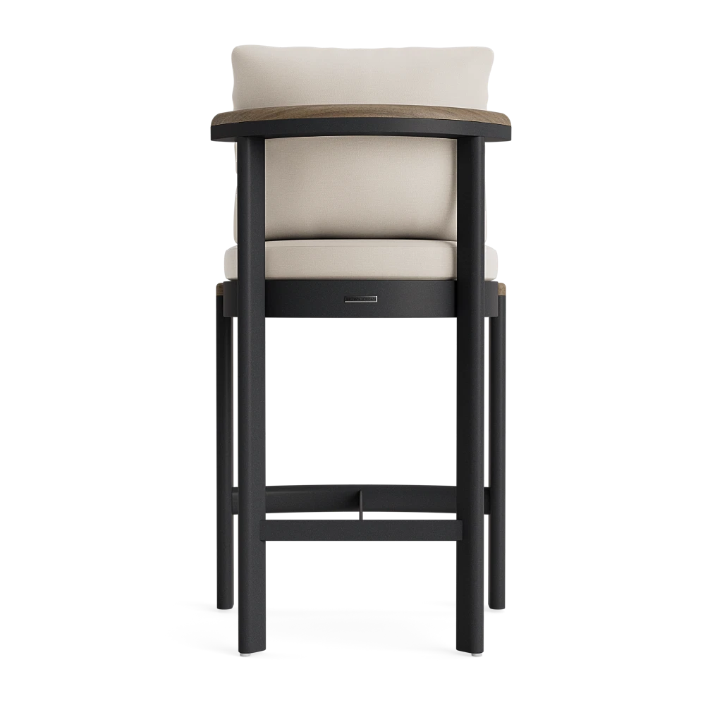 Brown Jordan Luca Cushioned Fixed Barstool w/Teak Accenting
