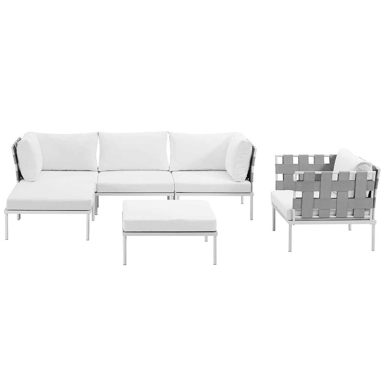 Modway Harmony Outdoor 6 Piece Sectional Sofa Set