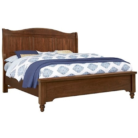 Traditional King Low Profile Bed with Sleigh Headboard