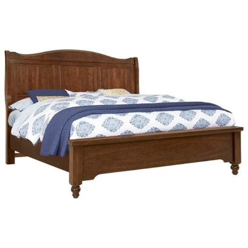 Traditional King Low Profile Bed with Sleigh Headboard