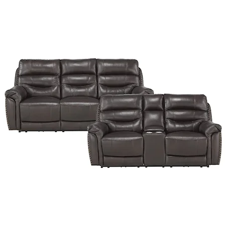 Casual 2-Piece Power Reclining Living Room Set with Power Headrests and USB Ports