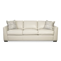Contemporary Sofa with Track Armrests & 2 Toss Pillows