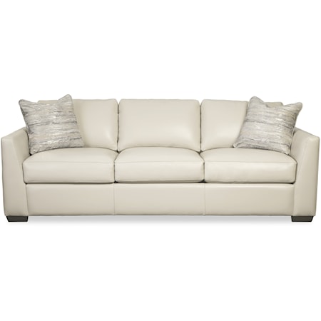 Contemporary Sofa with Track Armrests & 2 Toss Pillows