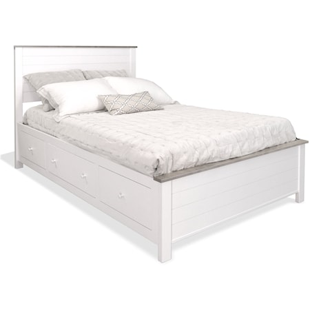 Queen Panel Storage Shiplap Bed in Two-Tone Finish with 6 Drawers