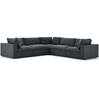 Down Filled Overstuffed 5 Piece Sectional Sofa Set