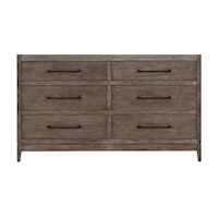 Transitional 6-Drawer Dresser with Felt-Lined Top Drawer