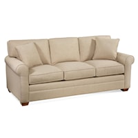 Transitional 3-Seater Sofa with Rolled Arms and Exposed Wood Feet