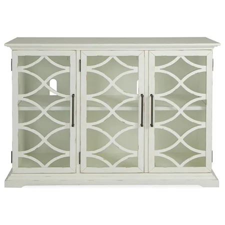 Transitional 3-Door Accent Cabinet with Glass Doors