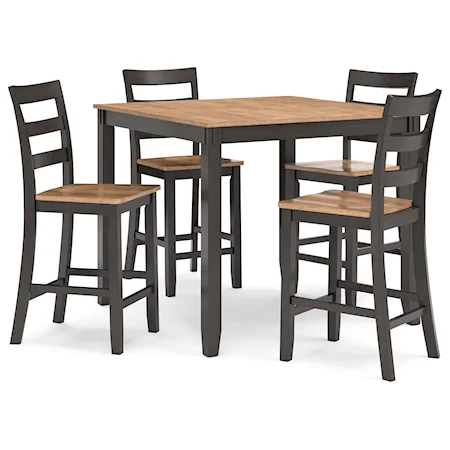 Counter Height Dining Table And 4 Barstools (Set Of 5)
