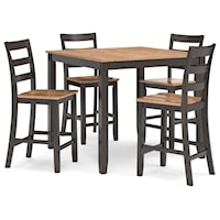 Counter Height Dining Table And 4 Barstools (Set Of 5)