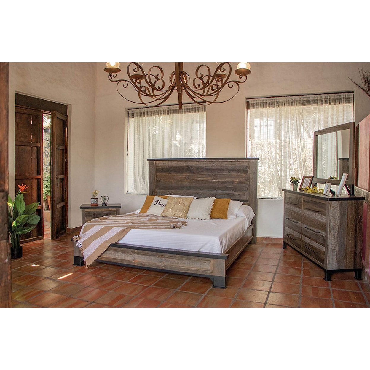 International Furniture Direct 900 Antique King Bedroom Set