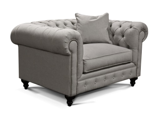 Traditional Chesterfield Chair and a Half with Nailhead Trim