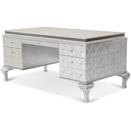 Glam 7-Drawer Desk with Cabriole Legs