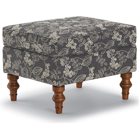 Ottoman with Turned Wood Feet