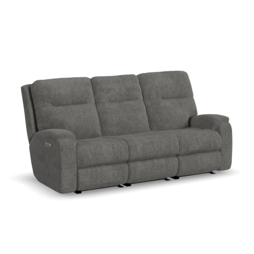 Transitional Power Reclining Sofa with Power Headrests and Lumbar