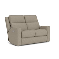 Contemporary Power Reclining Loveseat with Power Headrests & Lumbar