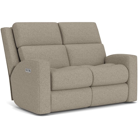 Contemporary Power Reclining Loveseat with Power Headrests & Lumbar