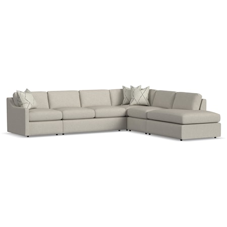 Contemporary Sectional Sofa with Slope Arms