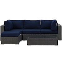 5 Piece Outdoor Patio Sunbrella® Sectional Set - Navy