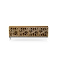 Contemporary 4-Door Storage Console with Wheat Pattern