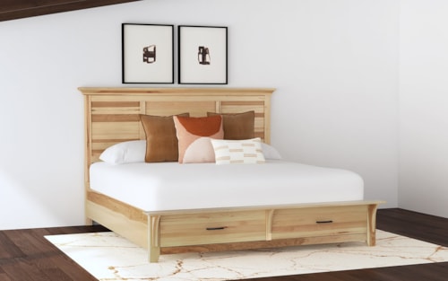 Contemporary Queen Panel Storage Bed with Matte Finished Hardware