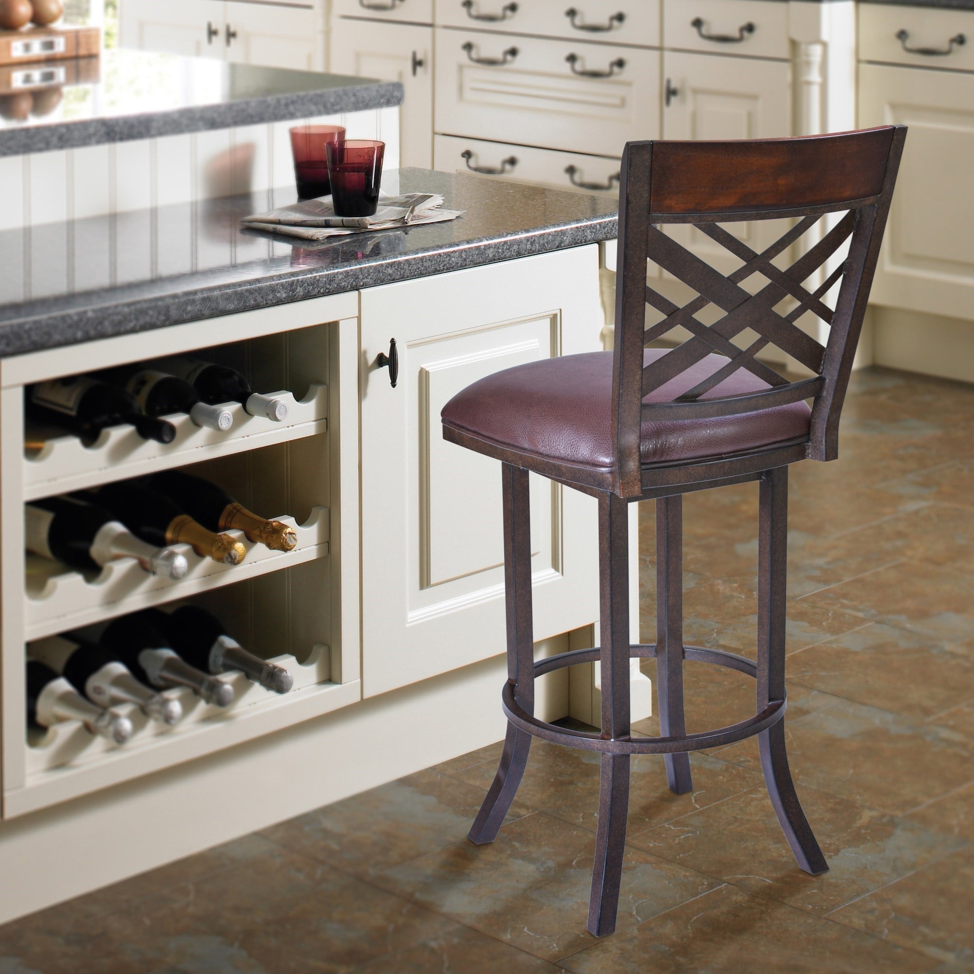 Armen Living Tahiti 26" Swivel Bar Stool with X-Back