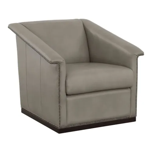 Transitional Wing Arm Swivel Chair w/Nickel Nailhead Trim