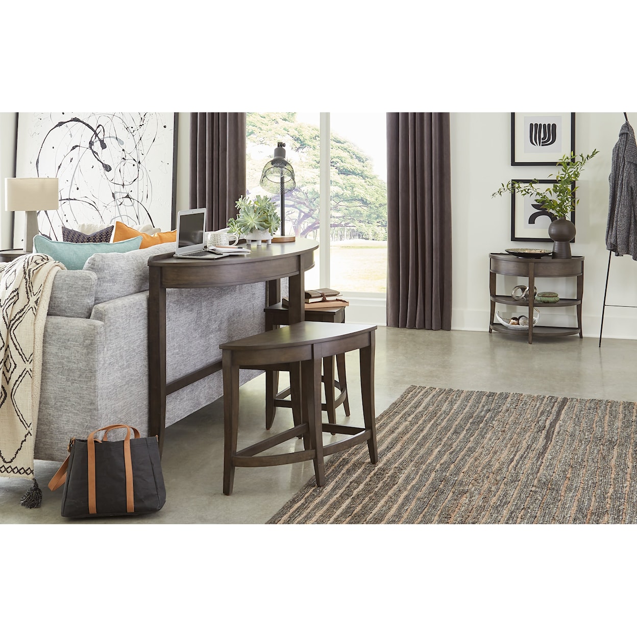 Aspenhome Blakely Sofa Table with Stools