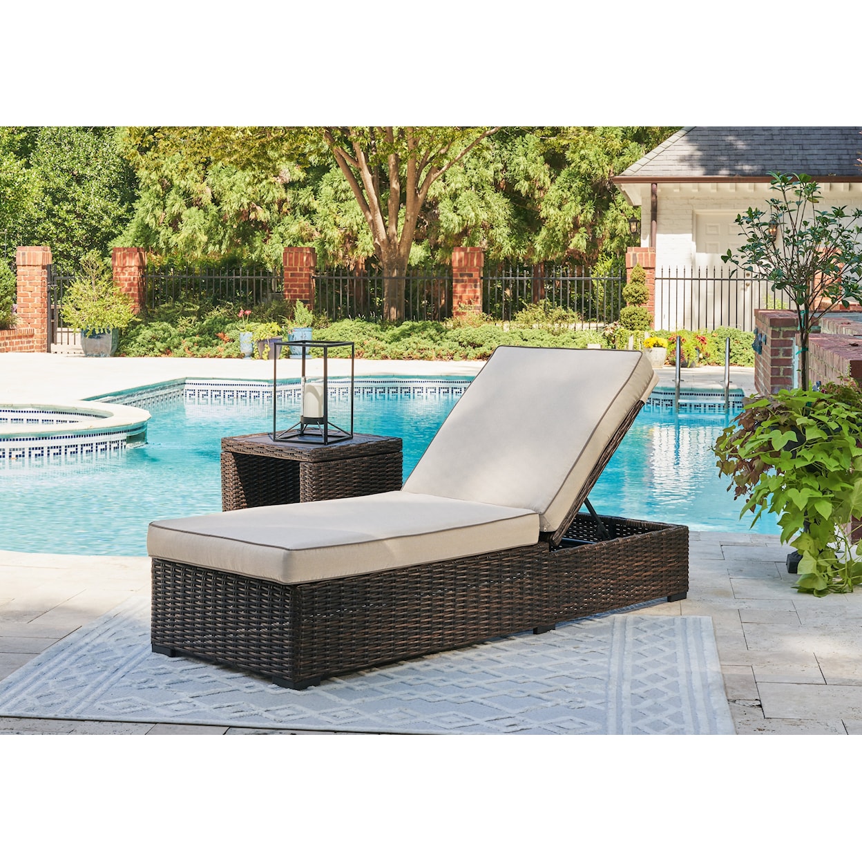 Signature Design by Ashley Coastline Bay Outdoor Chaise Lounge With Cushion