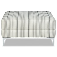 Customizble Small Square Cocktail Ottoman with Single Needle Stitching and Metal Legs