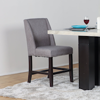 Transitional Gray Counter Chair with Nailhead Trim