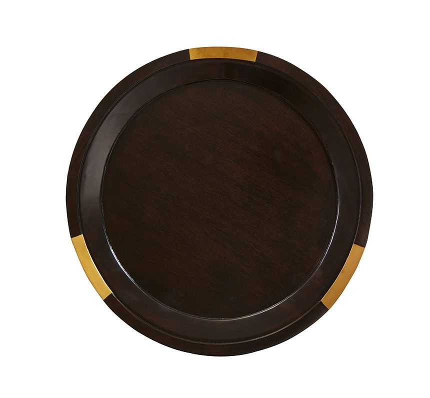 18" Rd. Chairside Table w/Brass Brackets