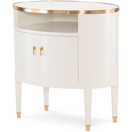 Traditional Side Table with Gold Hardware