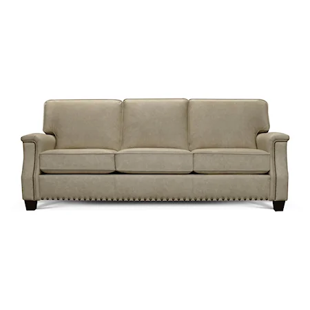 Transitional Leather Sofa with Nailhead Trim