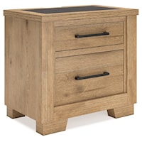 2-Drawer Nightstand with Cement Tile Inlay Top