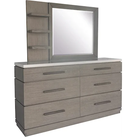 6-Drawer Bedroom Dresser and Mirror