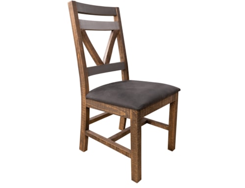 Rustic Dining Side Chair with Upholstered Seat