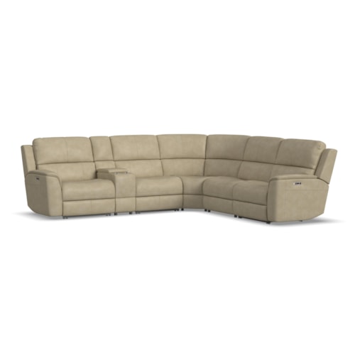 Casual Power Six-Piece Sectional with Power Headrest and Lumbar