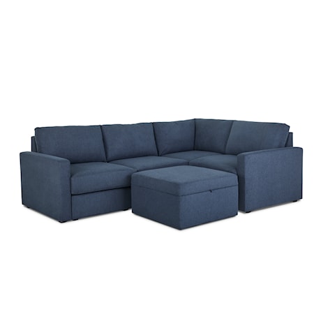 4-Seat Sectional Sofa with Storage Ottoman