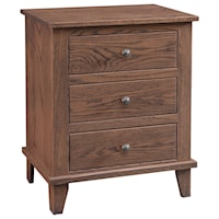 Solid Wood 3-Drawer Nightstand