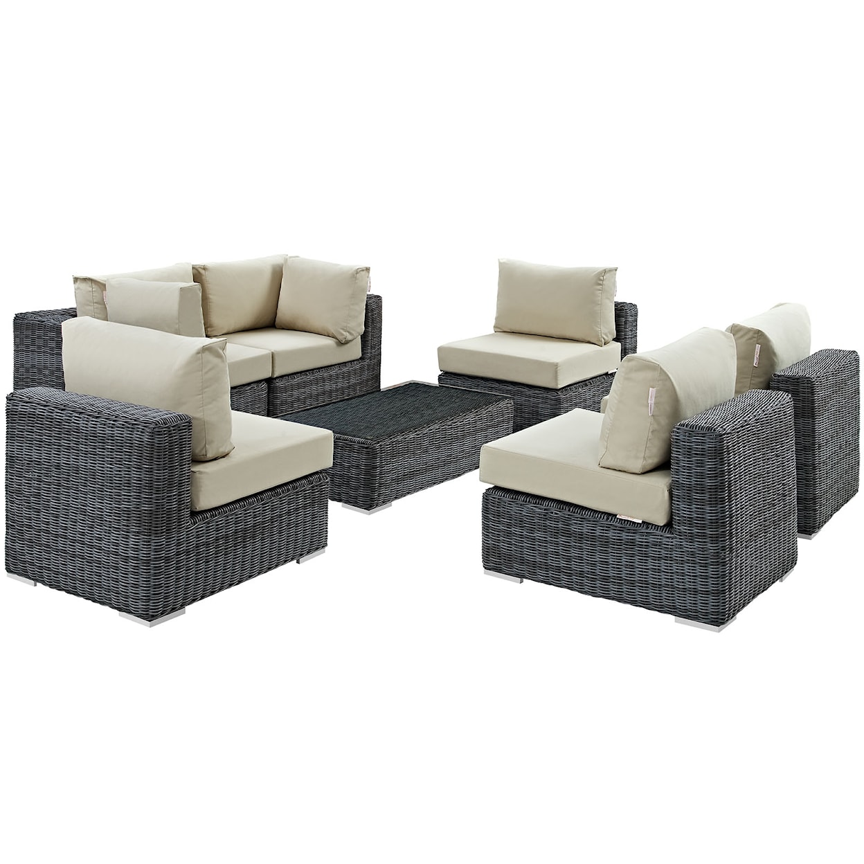 Modway Summon Outdoor 7 Piece Sectional Set