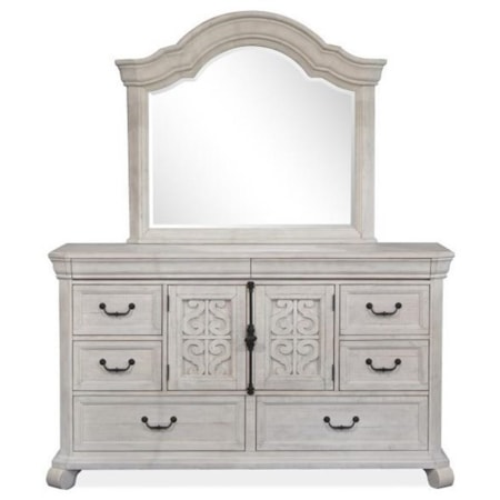 Dresser and Shaped Mirror Set