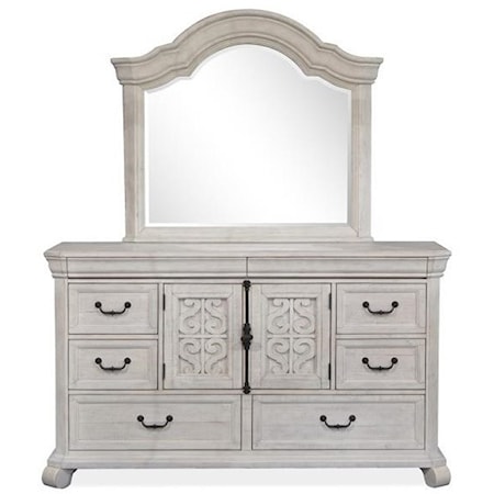 Dresser and Shaped Mirror Set