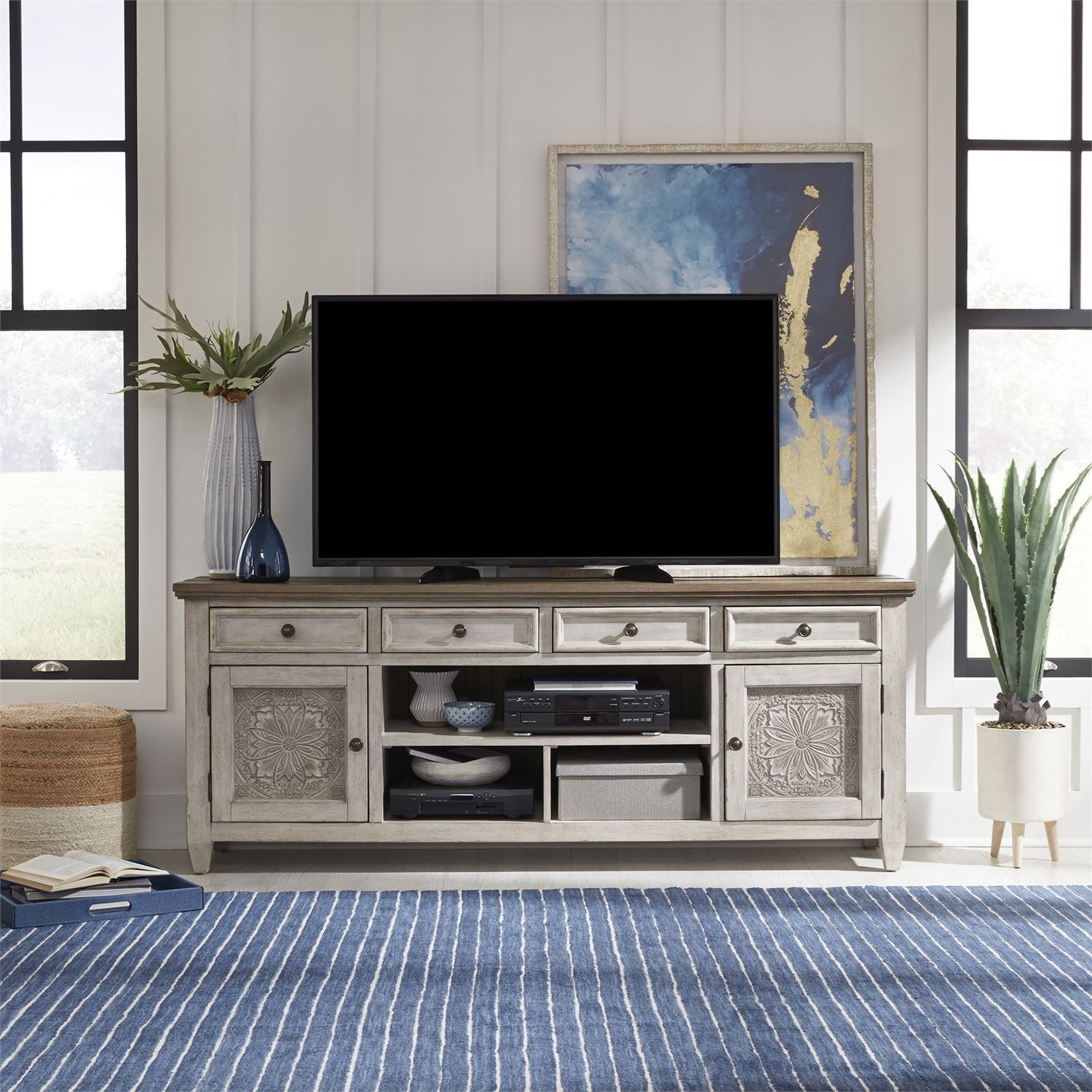 Liberty Furniture Heartland 76" Tiled TV Console